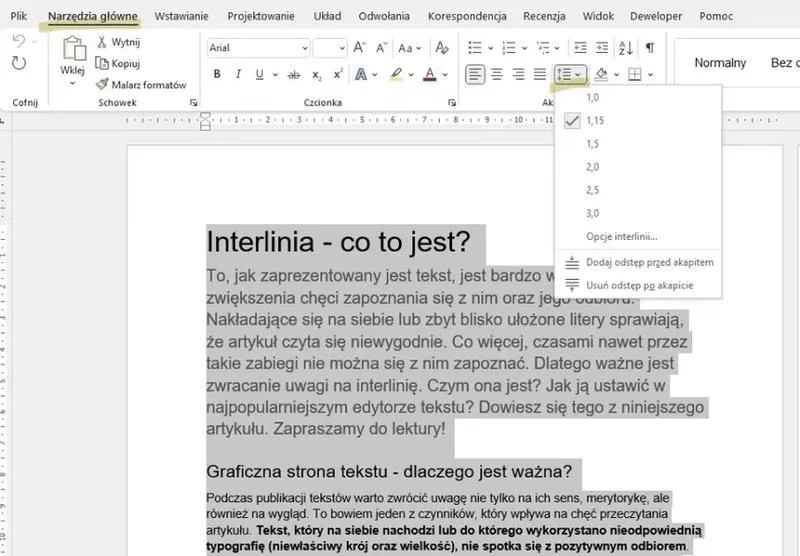 Jak w prosty sposób ustawić interlinię w Wordzie? Szybki poradnik krok po kroku