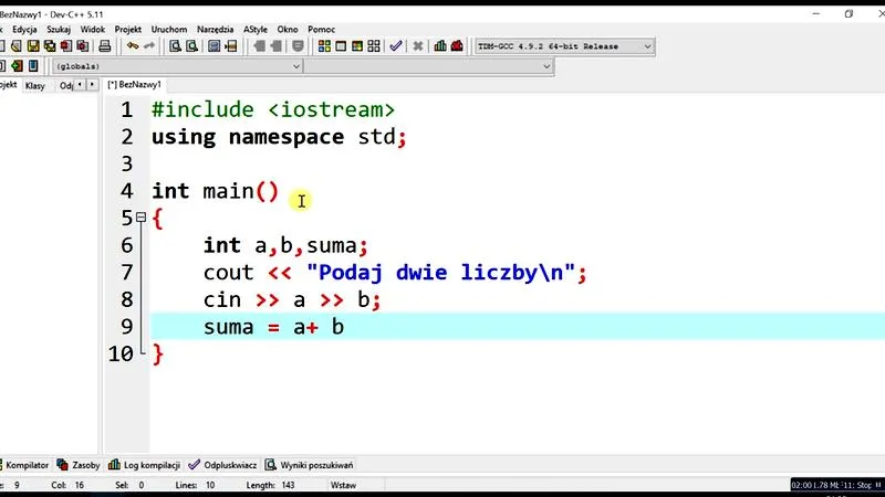 Deklaracja zmiennych w C++