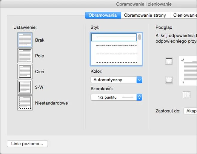 Edytowanie ramek w Wordzie