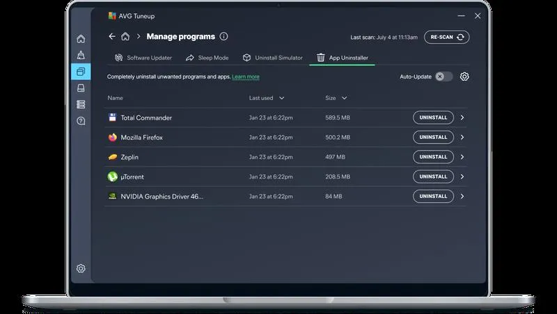 Odinstalowanie AVG TuneUp