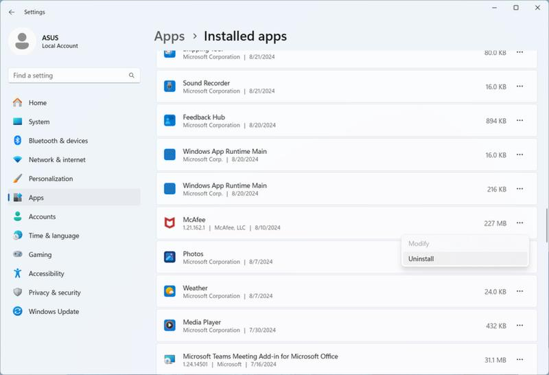 Odinstalowanie McAfee z Windows