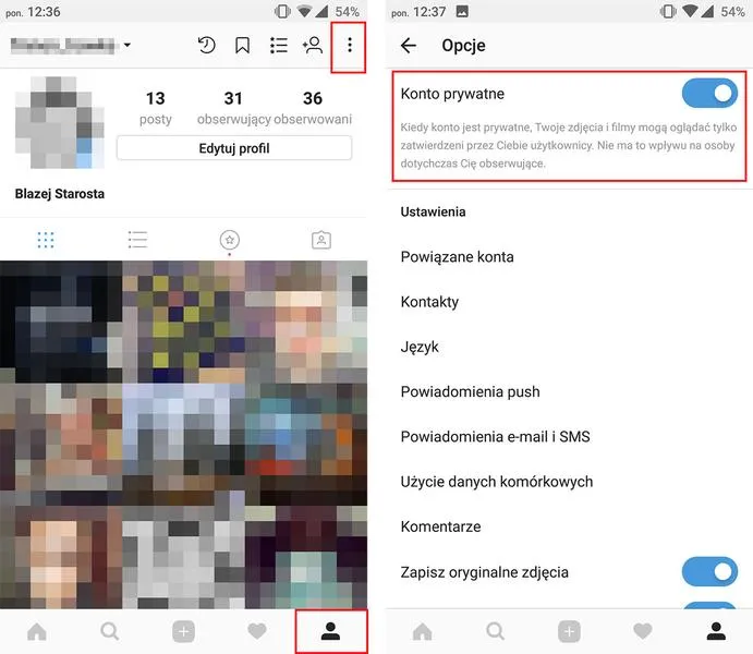 Ustawienia prywatności na Instagramie
