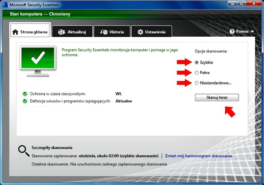Wyłączenie microsoft security essentials
