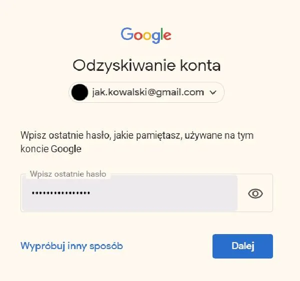 Zmiana hasła Gmail