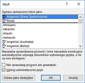 Zmiana języka w Excelu