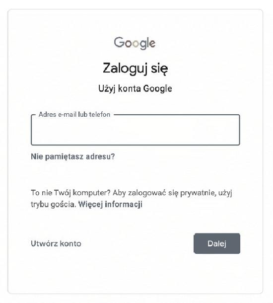 Zmiana konta Google