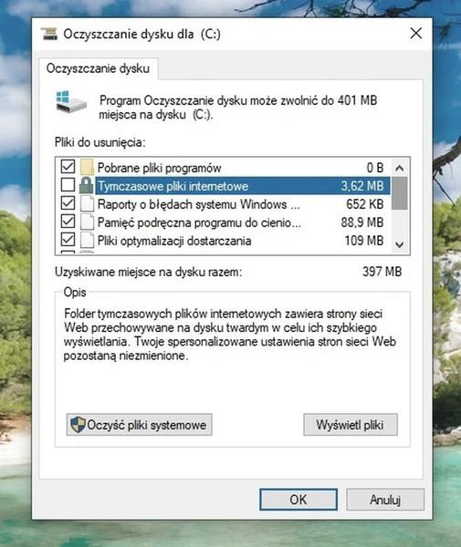 Zwalnianie miejsca na dysku